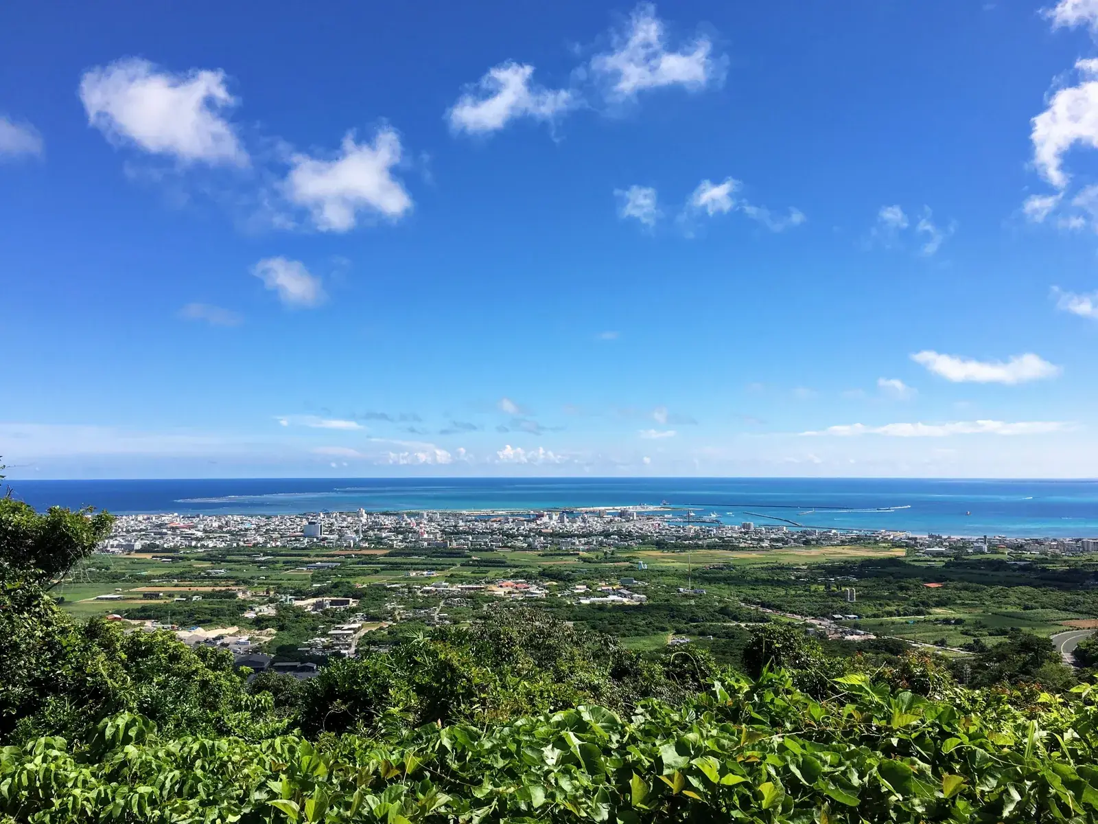 Ishigaki City, fields and the blue sea seen from Banna Park