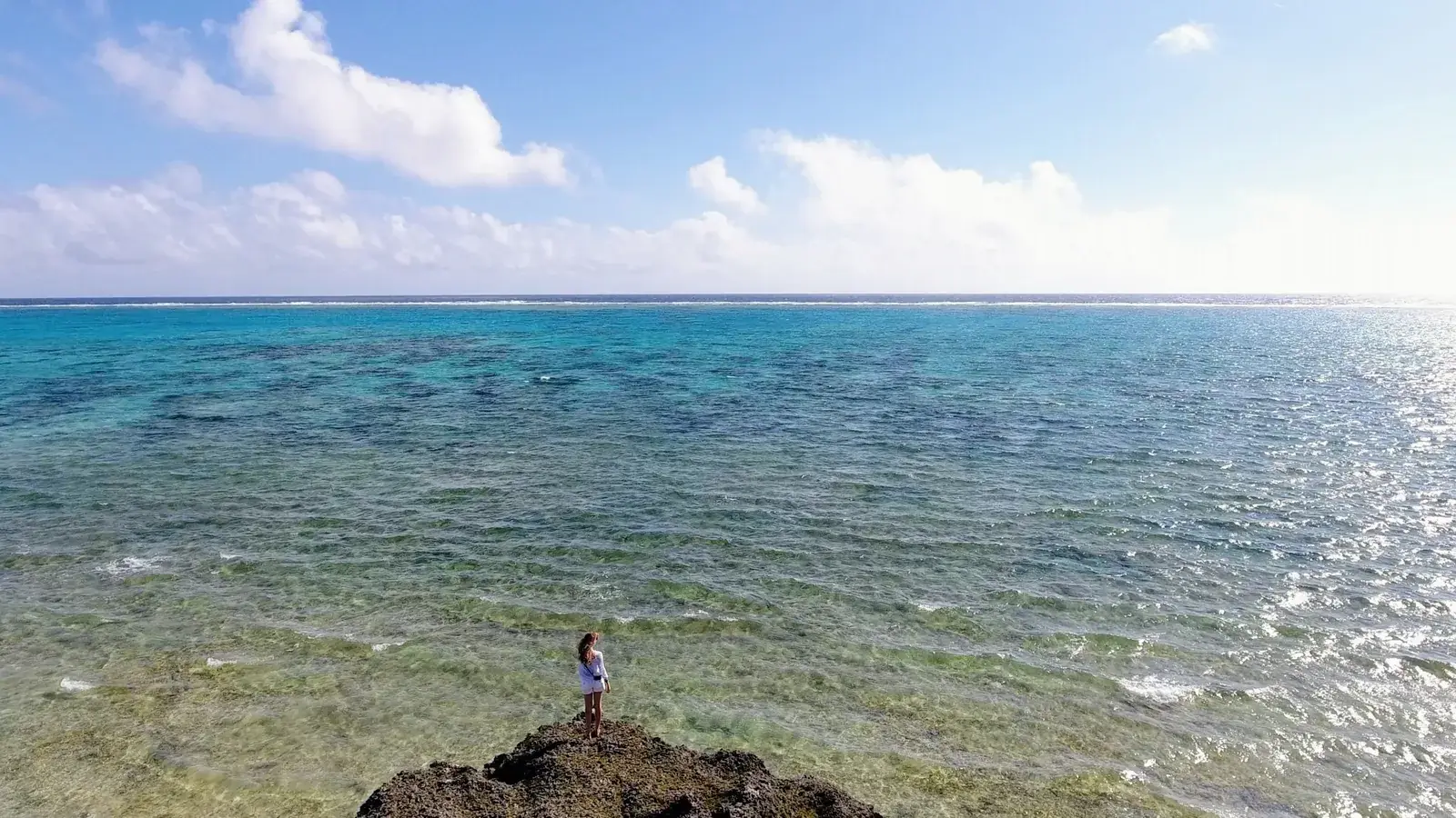 A wide view across the reef and ocean from Kuroshima