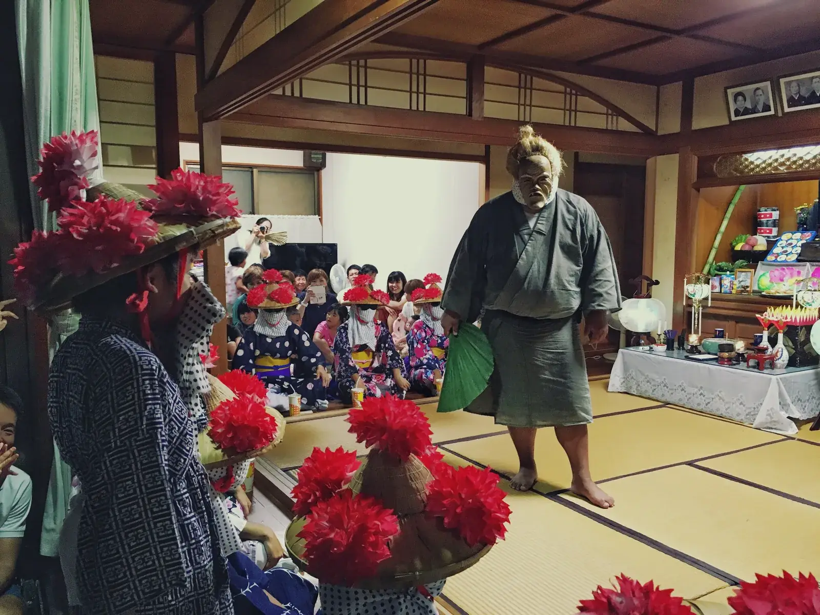 Angama performers during Obon on Ishigaki Island