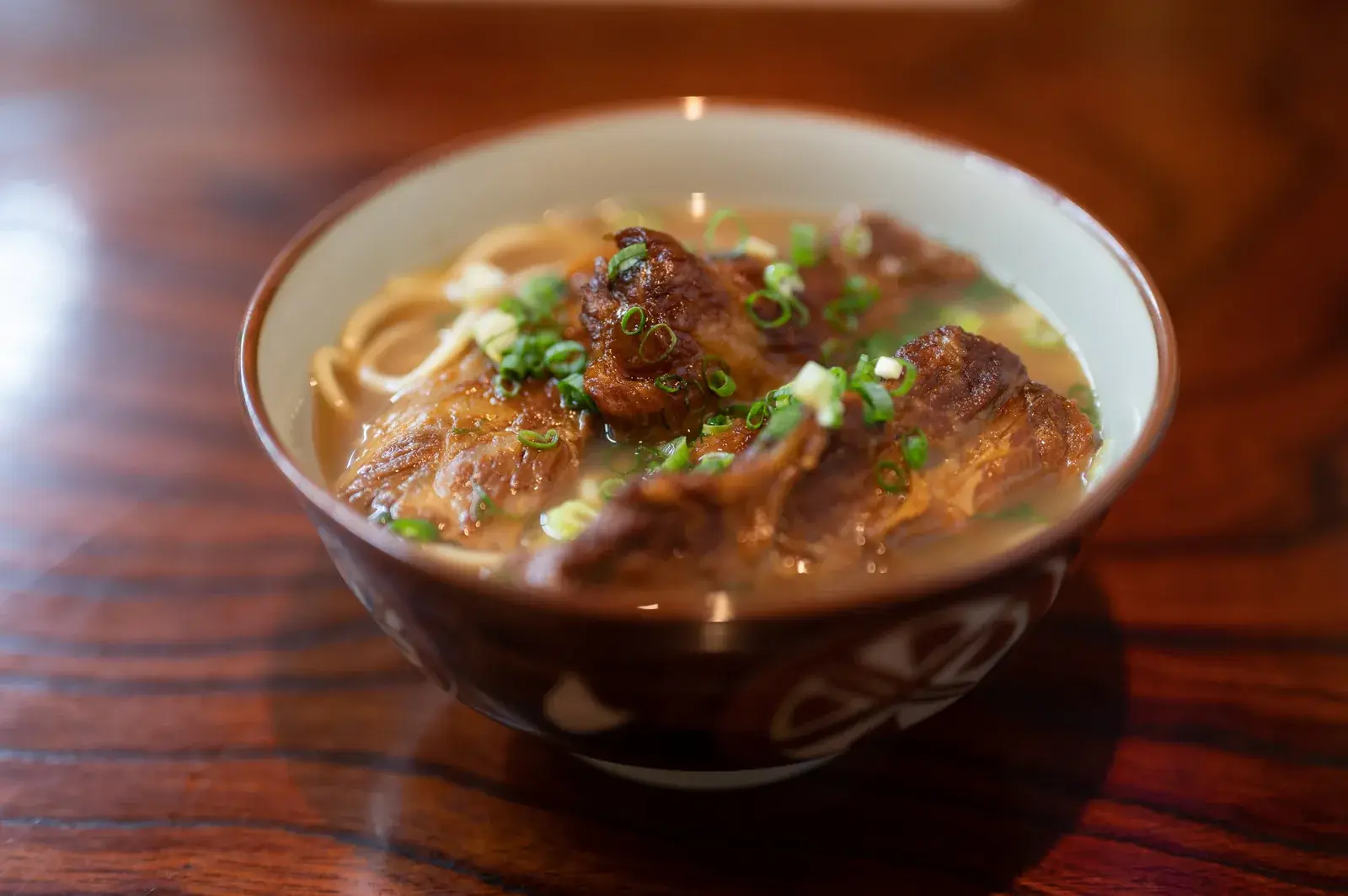 A bowl of Yaeyama soba served at Akaishi Shokudo on Ishigaki