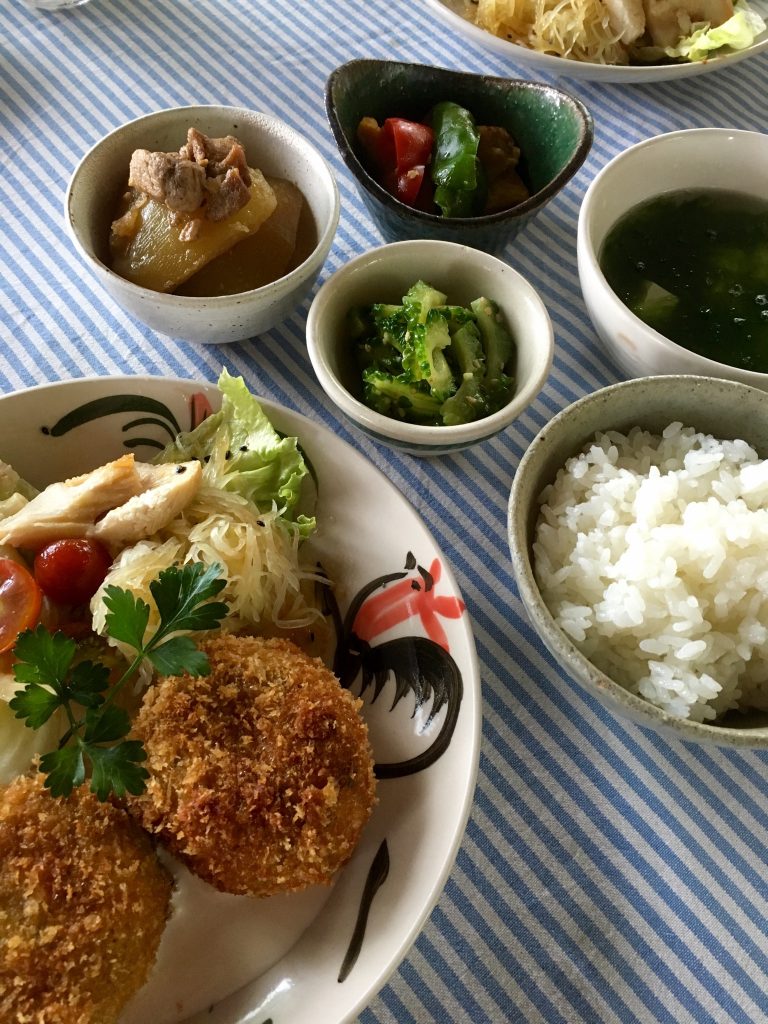 Yaeyama food: Mainland Japan lunch plate mixed with Yaeyama cuisine influences