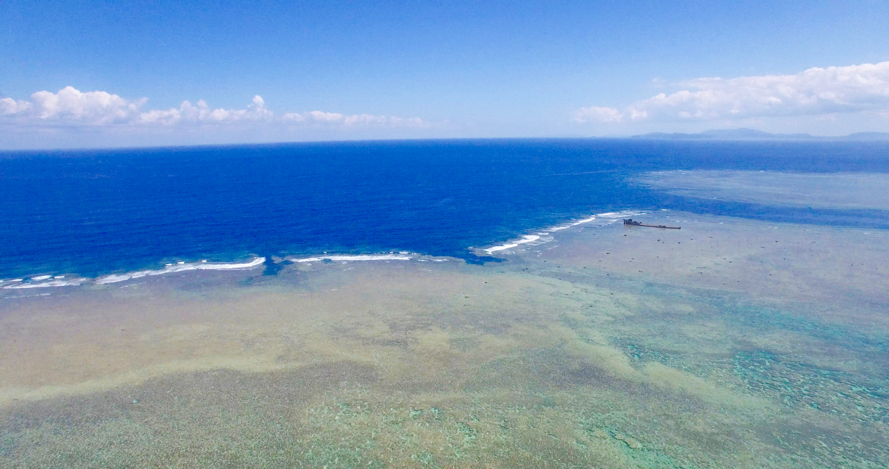 Shipwreck in front of Iriomotes coast line