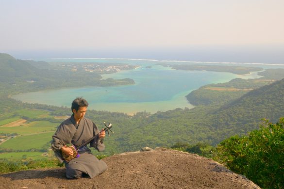 Kabira bay musician sanshin ishigaki island japan