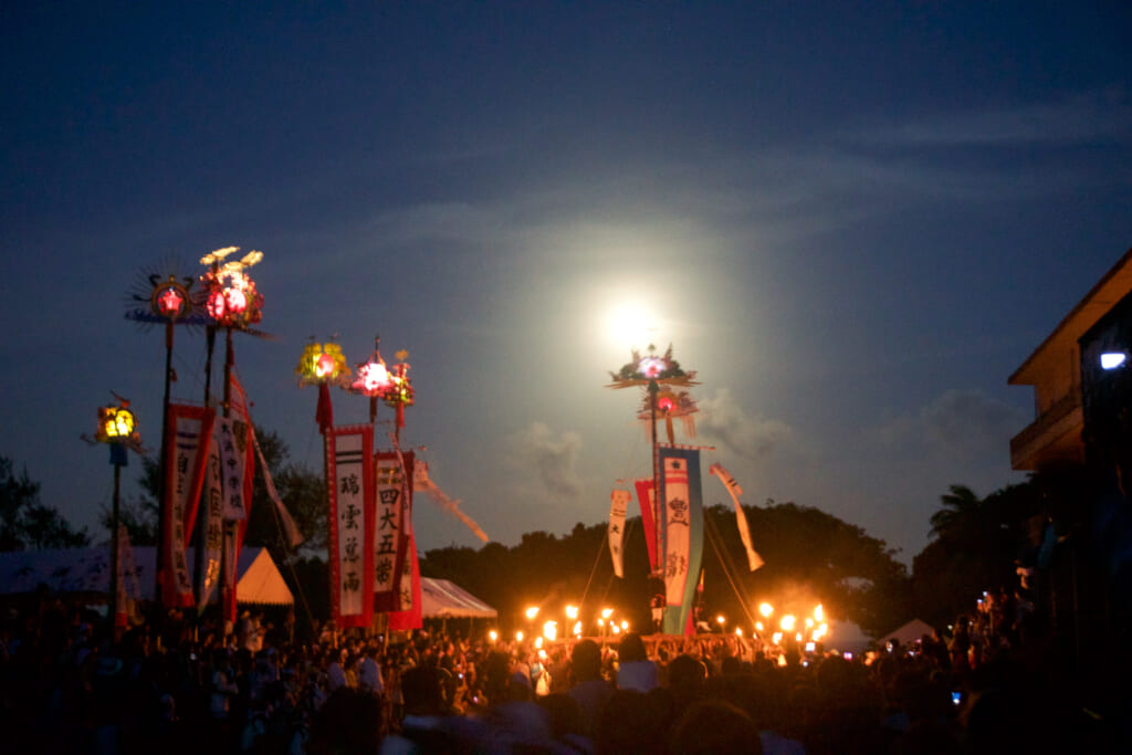 Harvest Festival Hōnensai in the Yaeyama Islands with village celebration