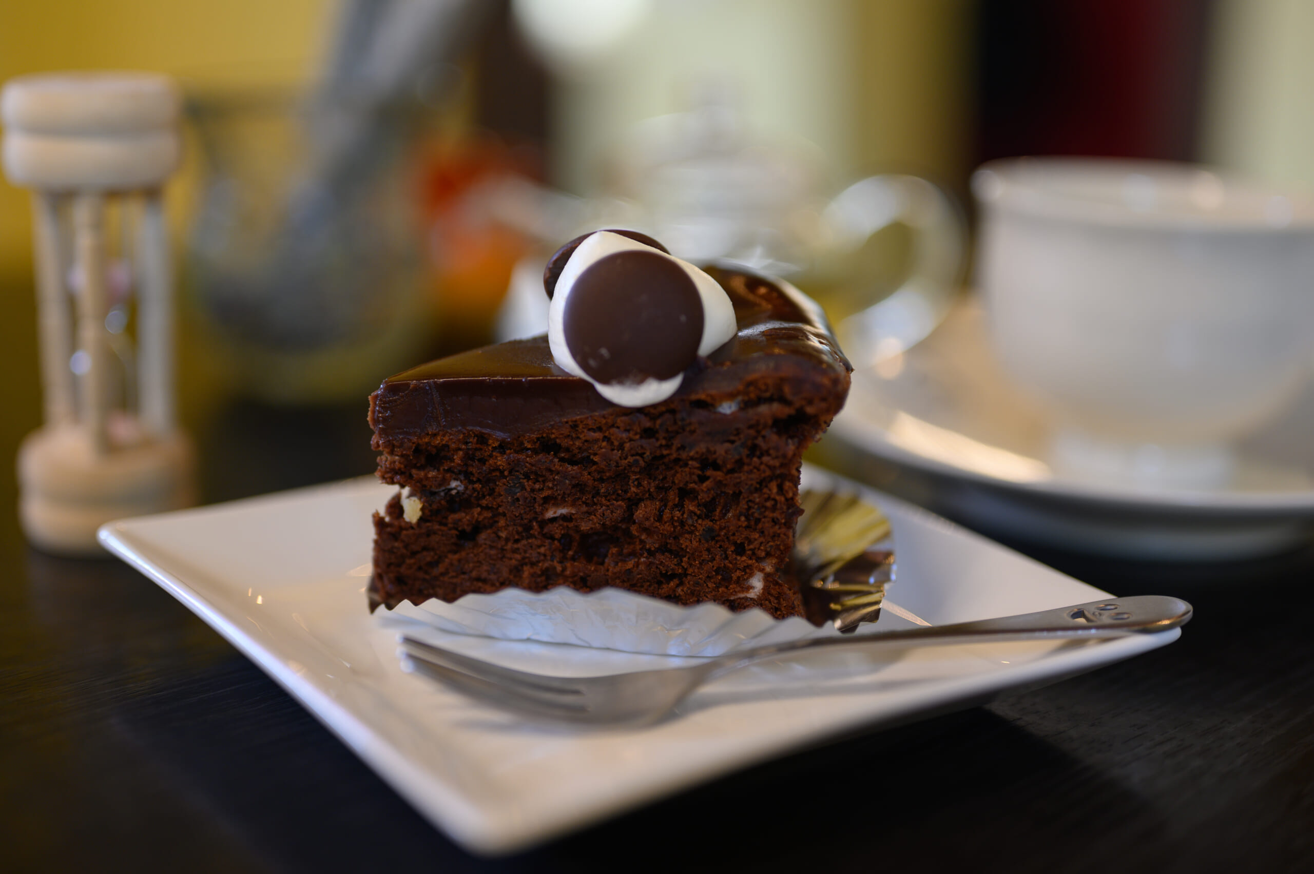 A slice of chocolate cake from Papiru in Shiraho